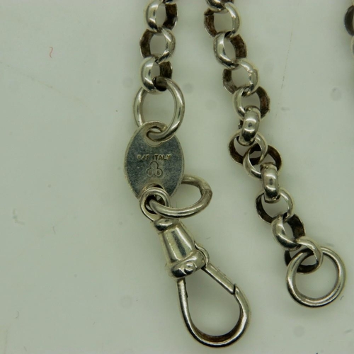 19 - Italian silver belcher link double Albert watch chain. UK P&P Group 0 (£6+VAT for the first lot and ... 