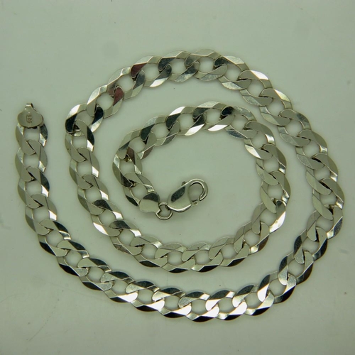 5 - Heavy gauge 925 silver curb-link neck chain, L: 56 cm. UK P&P Group 0 (£6+VAT for the first lot and ... 