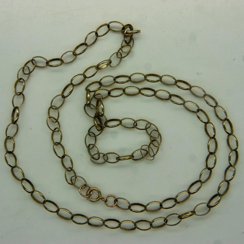 53 - 9ct gold chain, L: 45 cm, 3.4g, catch damaged. UK P&P Group 0 (£6+VAT for the first lot and £1+VAT f... 