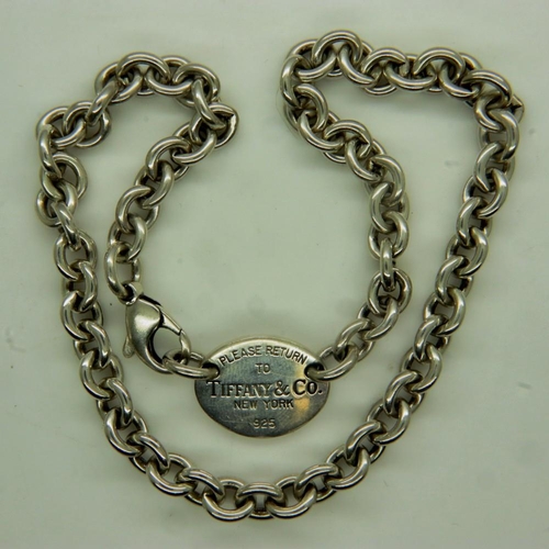 73 - TIFFANY & CO: a 925 silver Please Return tag necklace, L: 40 cm, 54g. UK P&P Group 0 (£6+VAT for the... 