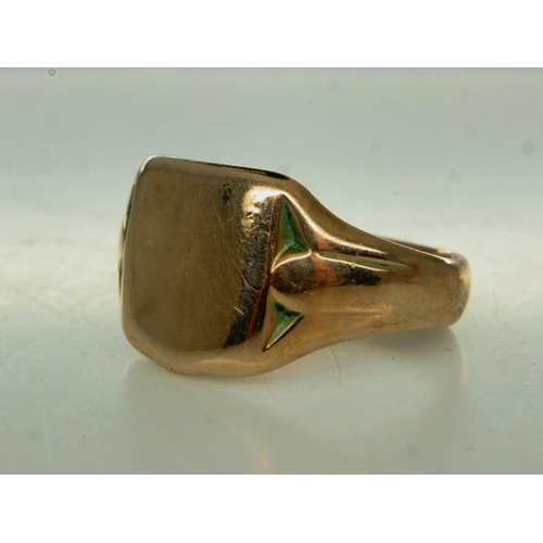 9 - 9ct gold signet ring, size R, 5.8g. UK P&P Group 0 (£6+VAT for the first lot and £1+VAT for subseque... 