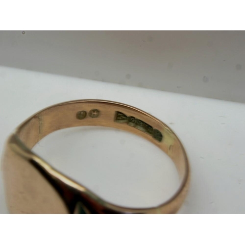 9 - 9ct gold signet ring, size R, 5.8g. UK P&P Group 0 (£6+VAT for the first lot and £1+VAT for subseque... 