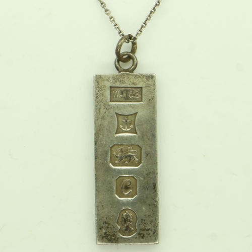 103 - Boxed silver ingot necklace, L: 44 cm. UK P&P Group 1 (£16+VAT for the first lot and £2+VAT for subs... 