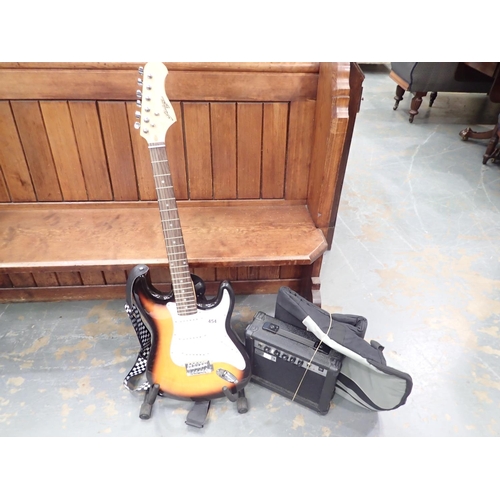454 - Johnny Brooks strat copy electric guitar 22 frets, 25 inch scale, factory fresh with gig bag and A61... 