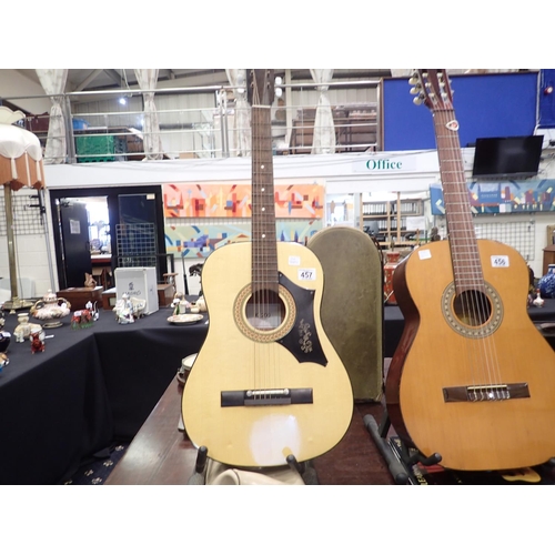 457 - K (Tiesco) steel string acoustic guitar (K200) with adjustable bridge, D&G tuning pegs, requires new... 