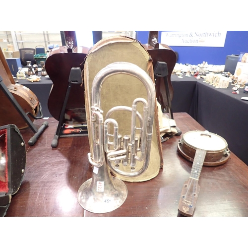 459 - Lark tenor horn #M4061, no mouth piece present, in fitted case. UK P&P Group 3 (£30+VAT for the firs... 
