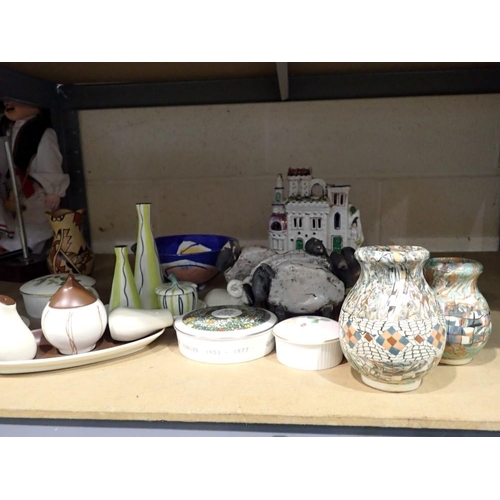 1009 - Shelf of mixed ceramics. Not available for in-house P&P