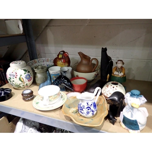 1019 - Mixed ceramics to include Minton and Poole. Not available for in-house P&P