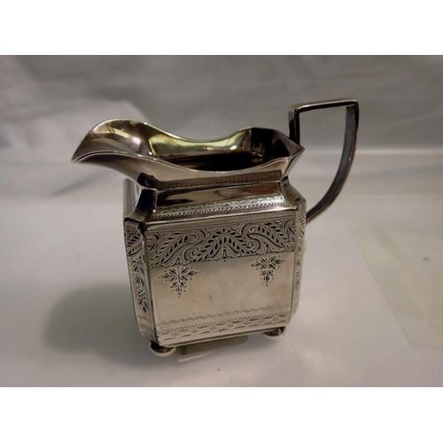 1077 - 19th century silver plated creamer, with machined decoration, H: 75 mm. UK P&P Group 1 (£16+VAT for ... 