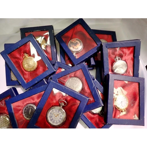 1133 - Tin containing twenty boxed pocket watches. UK P&P Group 2 (£20+VAT for the first lot and £4+VAT for... 