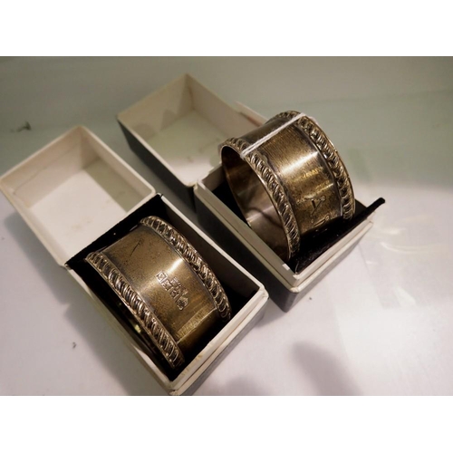 1138 - Two boxed hallmarked silver napkin rings in original boxes, Birmingham assay 1960, 56.2g. UK P&P Gro... 