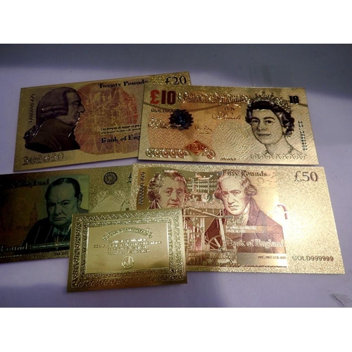 1142 - UK gold plated bank notes with certificate. UK P&P Group 1 (£16+VAT for the first lot and £2+VAT for... 