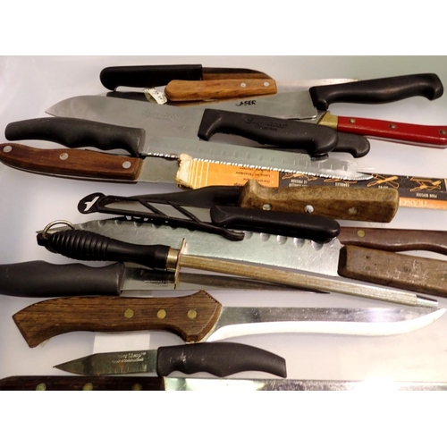 1157 - Selection of mixed kitchen knives, including Shappu 2000. Not available for in-house P&P