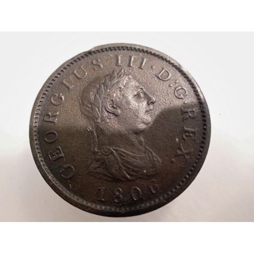 1177 - 1806 penny of George III. UK P&P Group 0 (£6+VAT for the first lot and £1+VAT for subsequent lots)