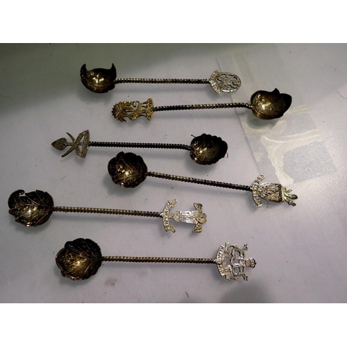 1188 - Set of six Malaysian sterling silver small spoons. Not available for in-house P&P