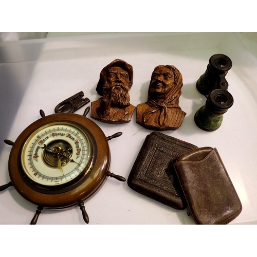 1190 - Mixed items including opera glasses and a barometer. Not available for in-house P&P