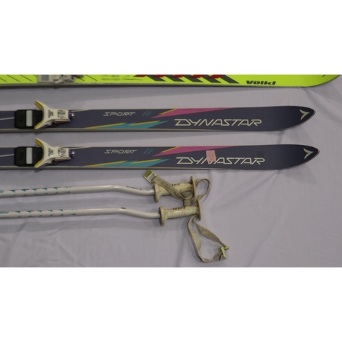 2001 - Dynastar pair of carbon fibre skis, and Renntiger Competition skis with two pairs of poles. Not avai... 