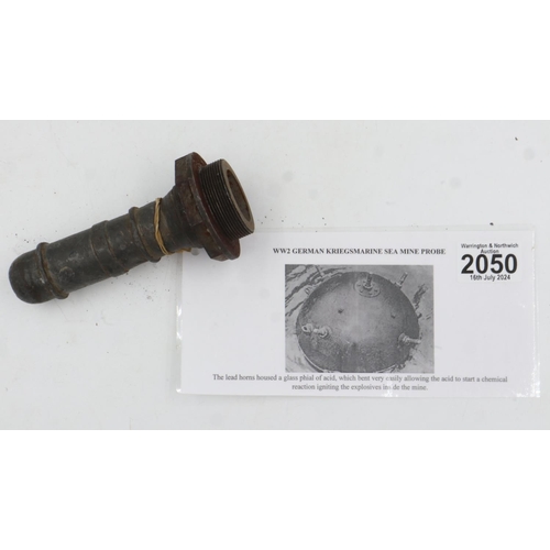 2050 - WWII German Mine probe with written annotation. UK P&P Group 2 (£20+VAT for the first lot and £4+VAT... 