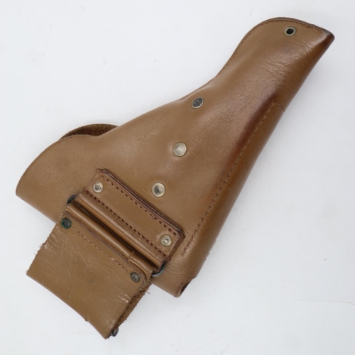 2052 - Contemporary khaki leather Luger holster. UK P&P Group 1 (£16+VAT for the first lot and £2+VAT for s... 