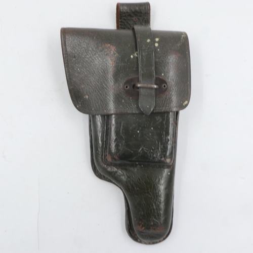 2062 - Olive green leather holster. UK P&P Group 1 (£16+VAT for the first lot and £2+VAT for subsequent lot... 