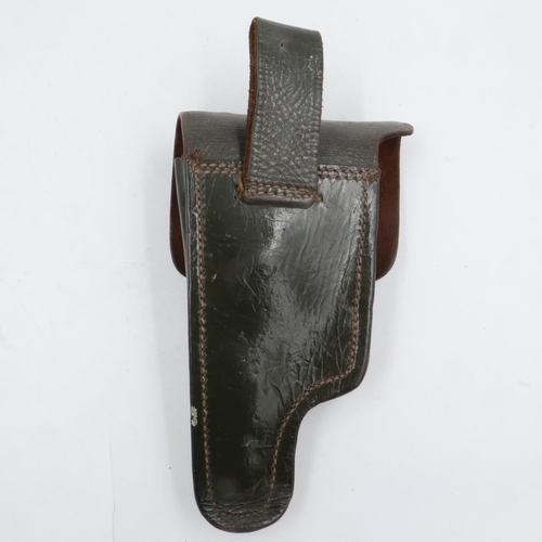 2062 - Olive green leather holster. UK P&P Group 1 (£16+VAT for the first lot and £2+VAT for subsequent lot... 