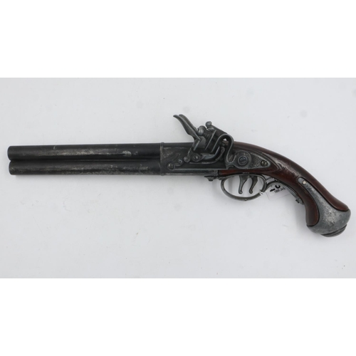 2063 - Replica double-flintlock two shot flintlock pistol. UK P&P Group 2 (£20+VAT for the first lot and £4... 