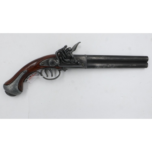 2063 - Replica double-flintlock two shot flintlock pistol. UK P&P Group 2 (£20+VAT for the first lot and £4... 