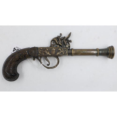 2064 - Replica Dutch flintlock pistol. UK P&P Group 2 (£20+VAT for the first lot and £4+VAT for subsequent ... 