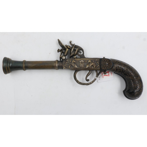 2064 - Replica Dutch flintlock pistol. UK P&P Group 2 (£20+VAT for the first lot and £4+VAT for subsequent ... 