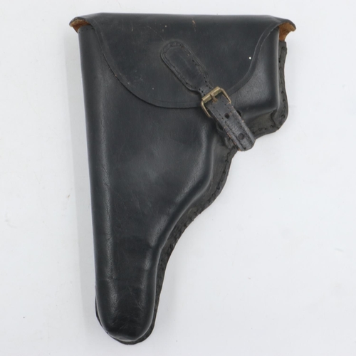 2066 - Black leather Luger or similar holster. UK P&P Group 1 (£16+VAT for the first lot and £2+VAT for sub... 