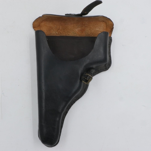 2066 - Black leather Luger or similar holster. UK P&P Group 1 (£16+VAT for the first lot and £2+VAT for sub... 