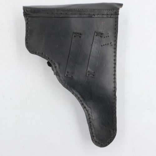 2066 - Black leather Luger or similar holster. UK P&P Group 1 (£16+VAT for the first lot and £2+VAT for sub... 