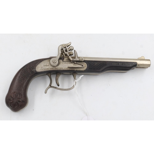 2072 - Replica double-barrel flintlock pistol. UK P&P Group 2 (£20+VAT for the first lot and £4+VAT for sub... 