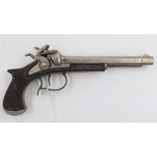 2075 - Replica Spanish double-barrel flintlock pistol. UK P&P Group 2 (£20+VAT for the first lot and £4+VAT... 