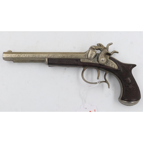 2075 - Replica Spanish double-barrel flintlock pistol. UK P&P Group 2 (£20+VAT for the first lot and £4+VAT... 