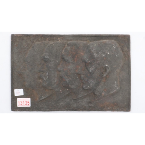 2088 - Pre WWII heavy cast iron patriotic plaque of Hitler, Hindenburg and other German presidents, purchas... 