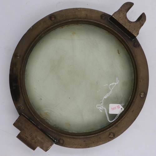 2093 - Naval relic brass porthole, recovered from a WWII German Kriegsmarine battleship. The brass has been... 