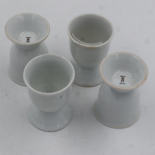 2096 - A set of four 1941 dated Kriegsmarine canteen ceramic egg cups. UK P&P Group 2 (£20+VAT for the firs... 