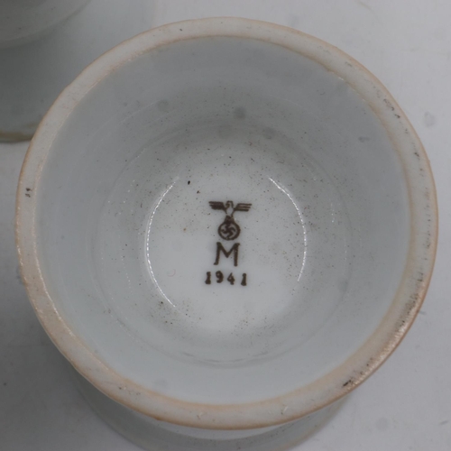 2096 - A set of four 1941 dated Kriegsmarine canteen ceramic egg cups. UK P&P Group 2 (£20+VAT for the firs... 