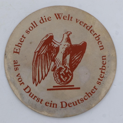 2097 - Third Reich beerhaus mat, motto translates as The World Should Sooner Perish Than A German Die Of Th... 