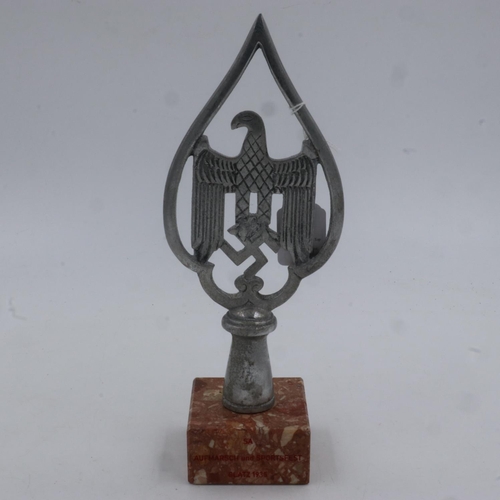 2103 - 1935 dated SA Sports flag finial from the Glazt Sportsfest, mounted on a marble base. UK P&P Group 2... 