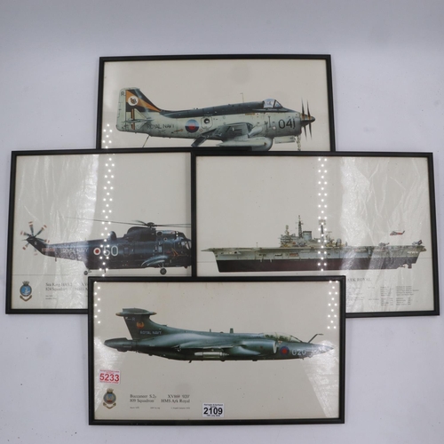 2109 - Group of four framed prints depicting aircraft carried by HMS Ark Royal, largest 31 x 46cm. Not avai... 