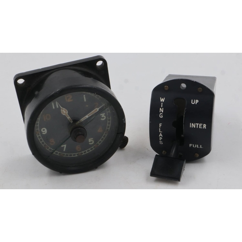 2114 - WWII aircraft 8-day MK2D instrument clock numbered 6A/1150 21074/41 (not working, lens cracked) and ... 