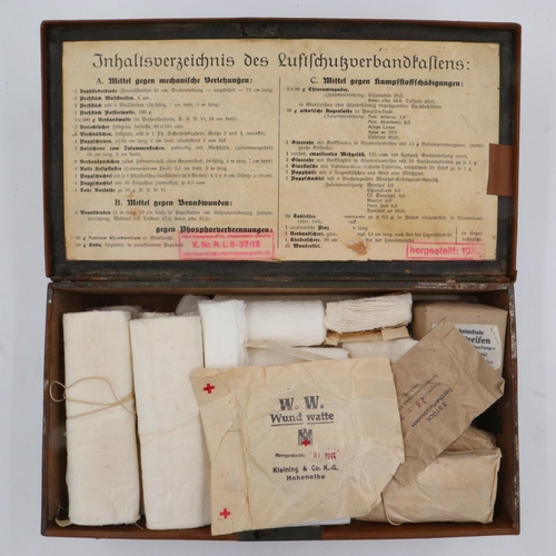 2120 - 1937 Dated Luftshutz (Air Raid Police) First Aid box with contents. UK P&P Group 2 (£20+VAT for the ... 