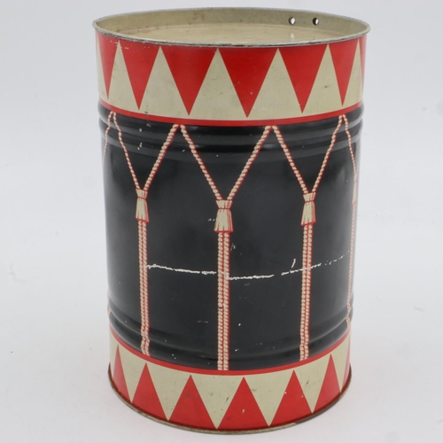 2121 - Third Reich period German biscuit tin in the style of a Hitler Youth drum, has holes for string so i... 