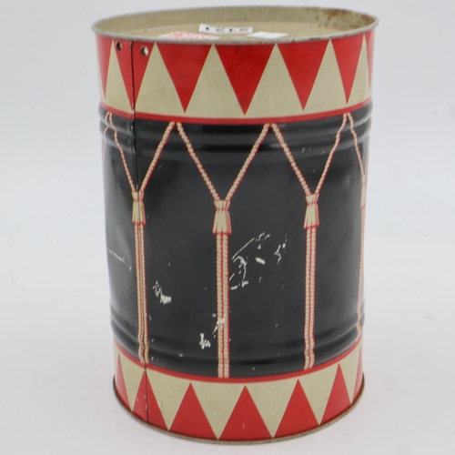 2121 - Third Reich period German biscuit tin in the style of a Hitler Youth drum, has holes for string so i... 