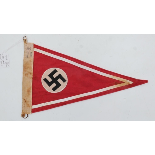 2126 - WWII German 1939 dated NSDAP Sports Pennant. UK P&P Group 2 (£20+VAT for the first lot and £4+VAT fo... 