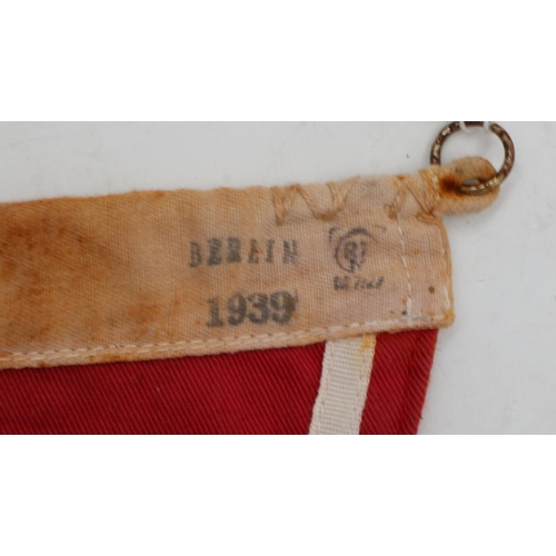 2126 - WWII German 1939 dated NSDAP Sports Pennant. UK P&P Group 2 (£20+VAT for the first lot and £4+VAT fo... 