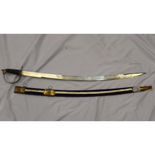 2129 - A modern Indian sabre with velvet scabbard. Not available for in-house P&P