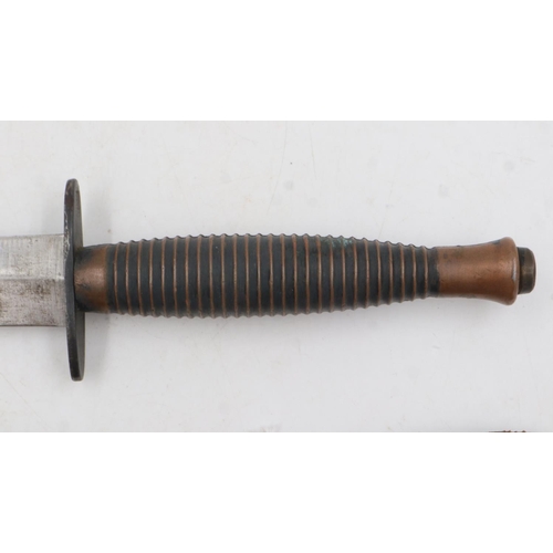 2149 - William Rodgers (Sheffield) 3rd pattern late war period Commando dagger with brown leather scabbard.... 